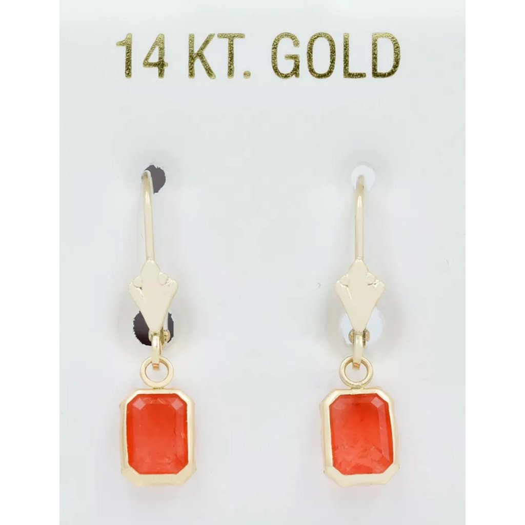 Genuine 2.20 Cts Padparadscha Sapphire Dangling Earrings 14k Gold